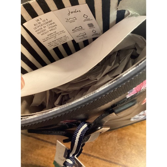 JOULES Women's Rubber Rain Boot Molly Welly Size 5 Feather Black NIB - Picture 7 of 9